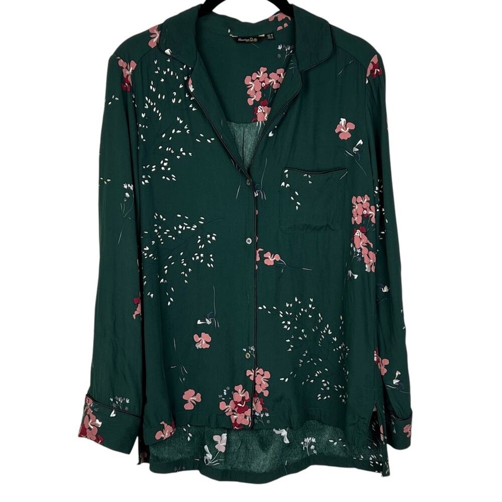 Massimo Dutti Green Floral Blouse 6 Business Casual